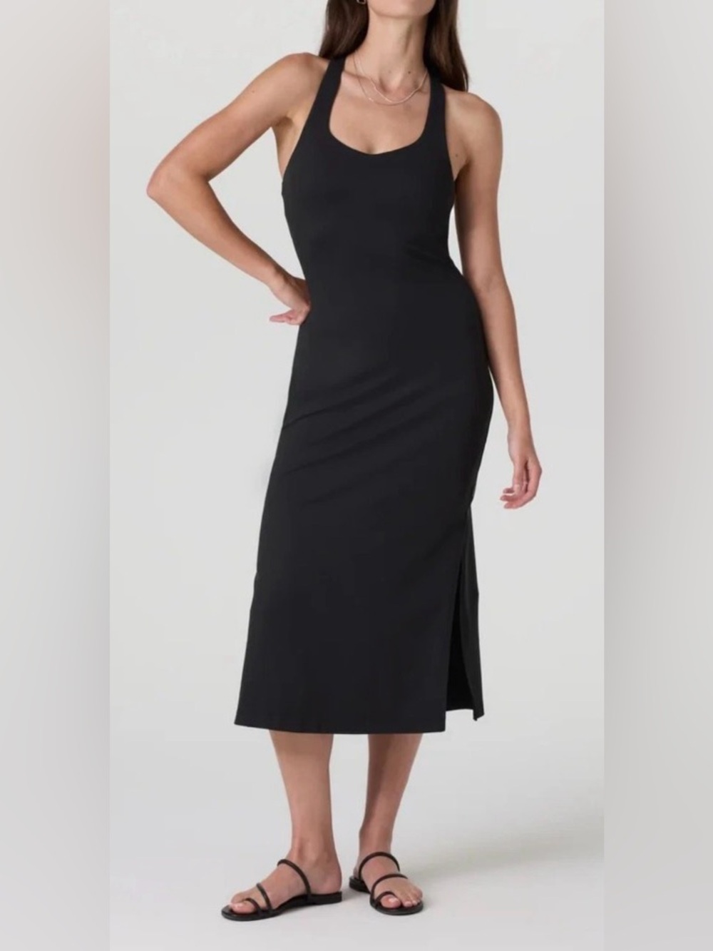 Vuori Halo Scoop Maxi Dress Black XL built In Bra Active Yoga Beach Racerback